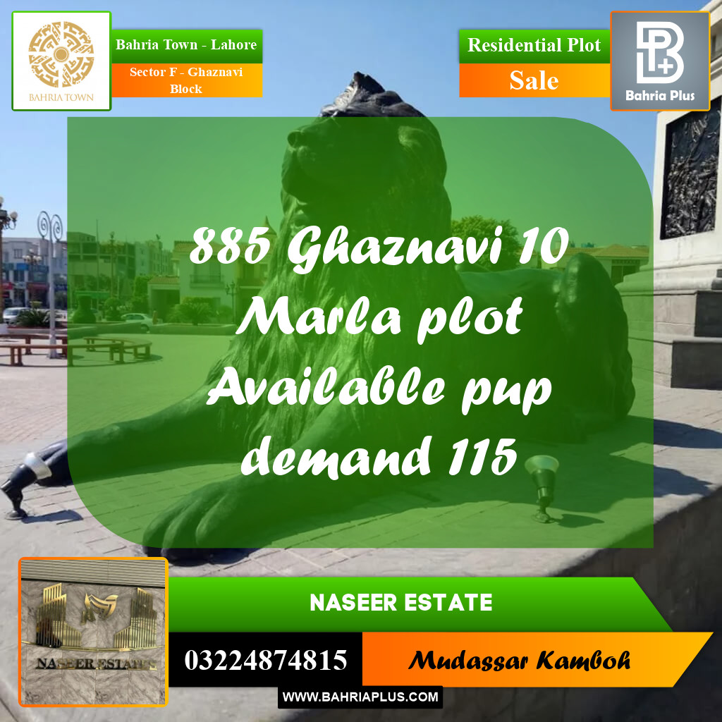 Residential Plot for Sale in Sector F - Ghaznavi Block -  Bahria Town, Lahore - (BP-161735)