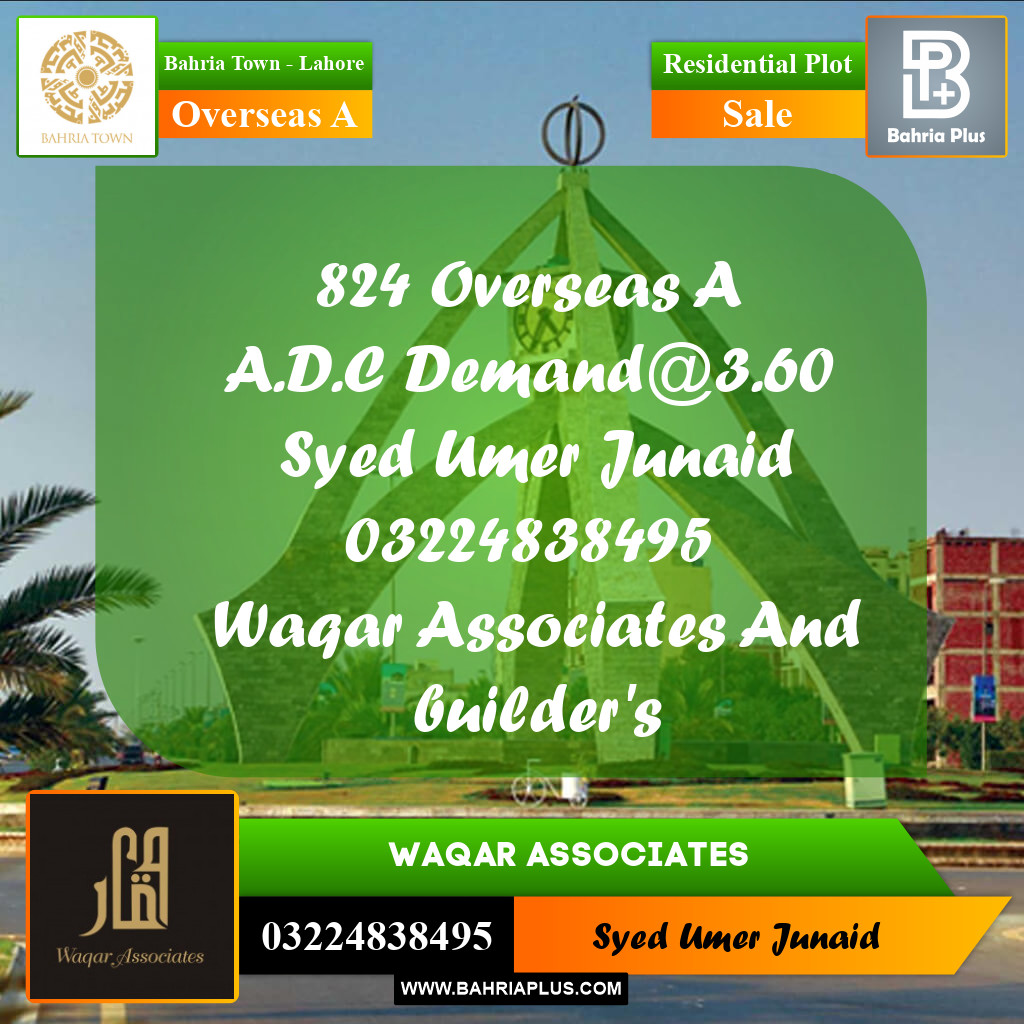 Residential Plot for Sale in Overseas A -  Bahria Town, Lahore - (BP-161758)