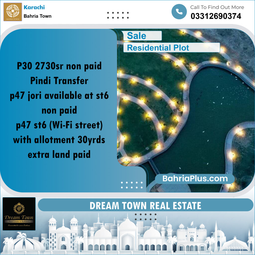 250 Sq. Yards Residential Plot for Sale in Precinct 30 -  Bahria Town, Karachi - (BP-161770)