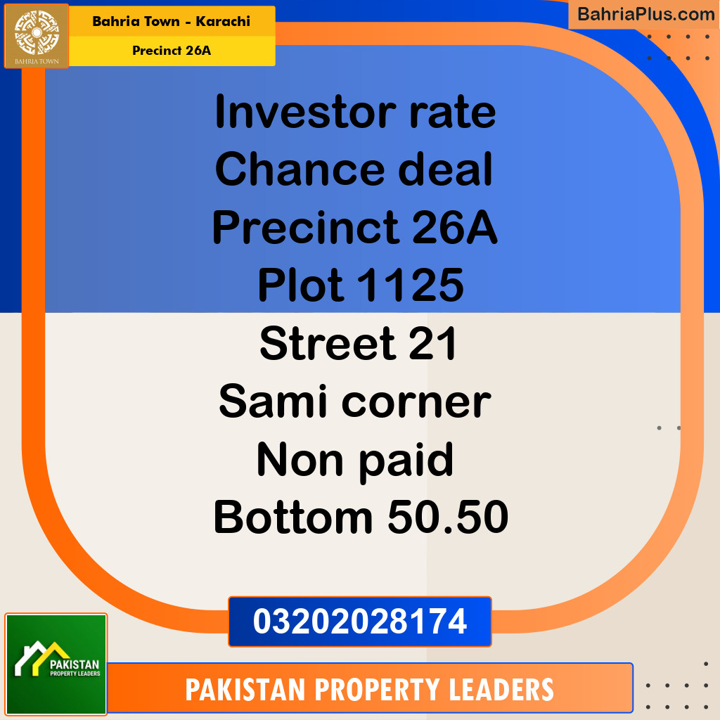 125 Sq. Yards Residential Plot for Sale in Precinct 26A -  Bahria Town, Karachi - (BP-161838)