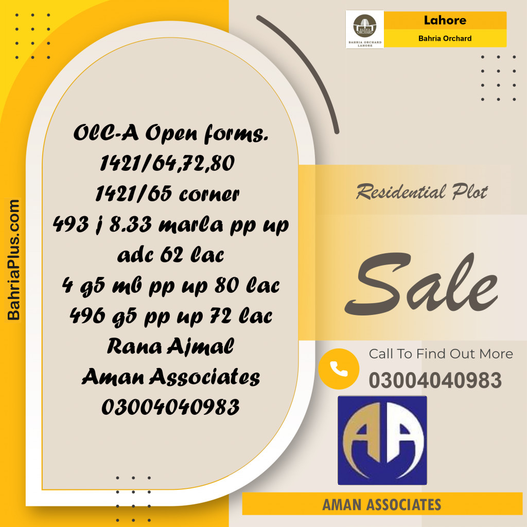 Residential Plot for Sale in OLC-A Block -  Bahria Orchard, Lahore - (BP-161845)