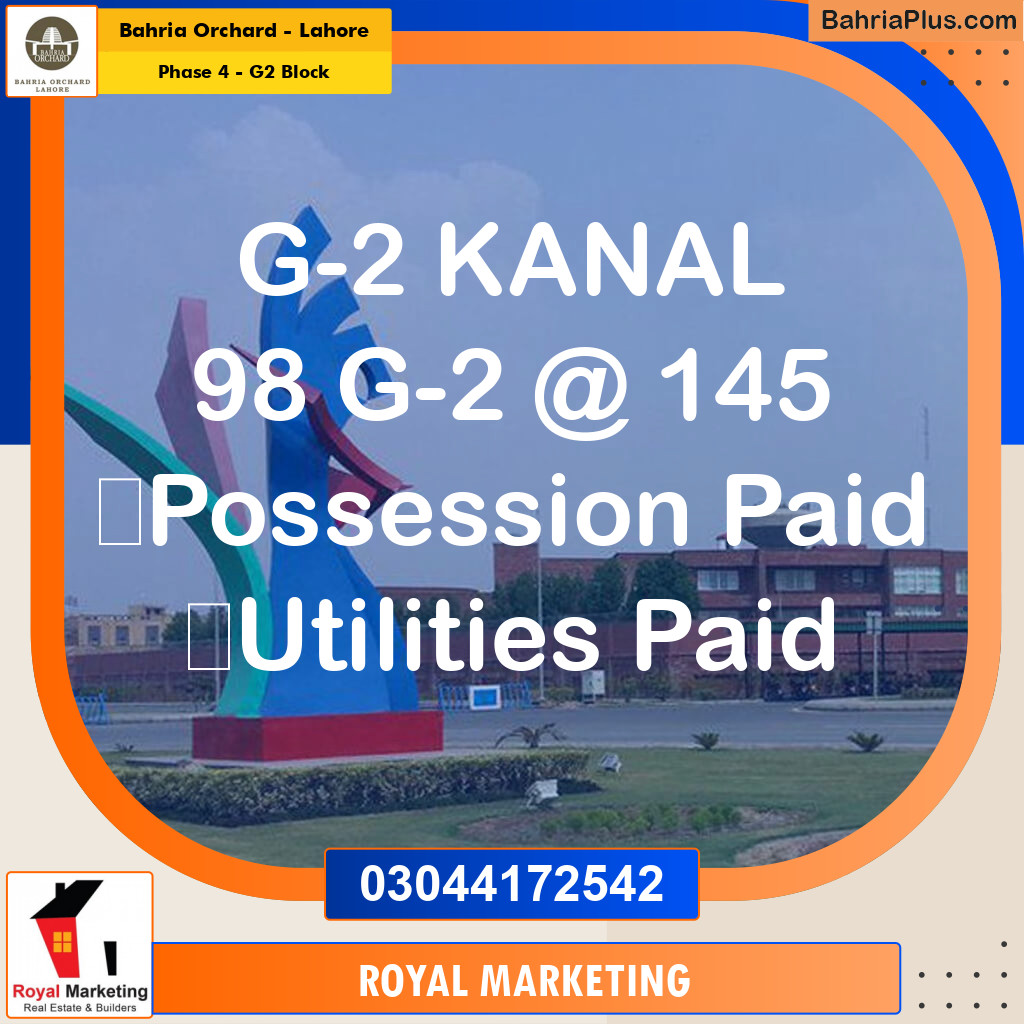 Residential Plot for Sale in Phase 4 - G2 Block -  Bahria Orchard, Lahore - (BP-161859)