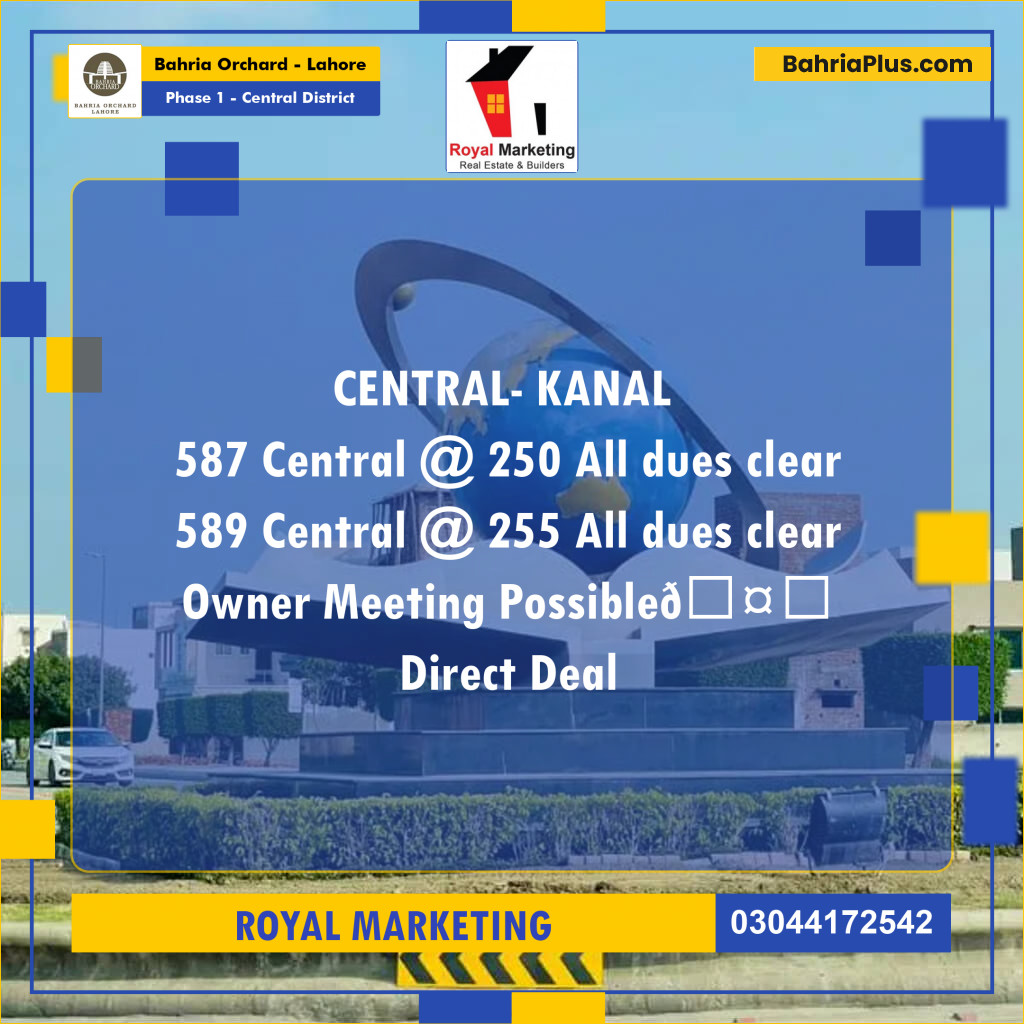 Residential Plot for Sale in Phase 1 - Central District -  Bahria Orchard, Lahore - (BP-161866)