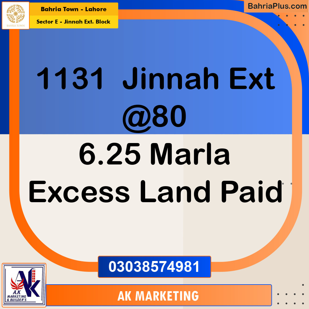 Residential Plot for Sale in Sector E - Jinnah Ext. Block -  Bahria Town, Lahore - (BP-161873)
