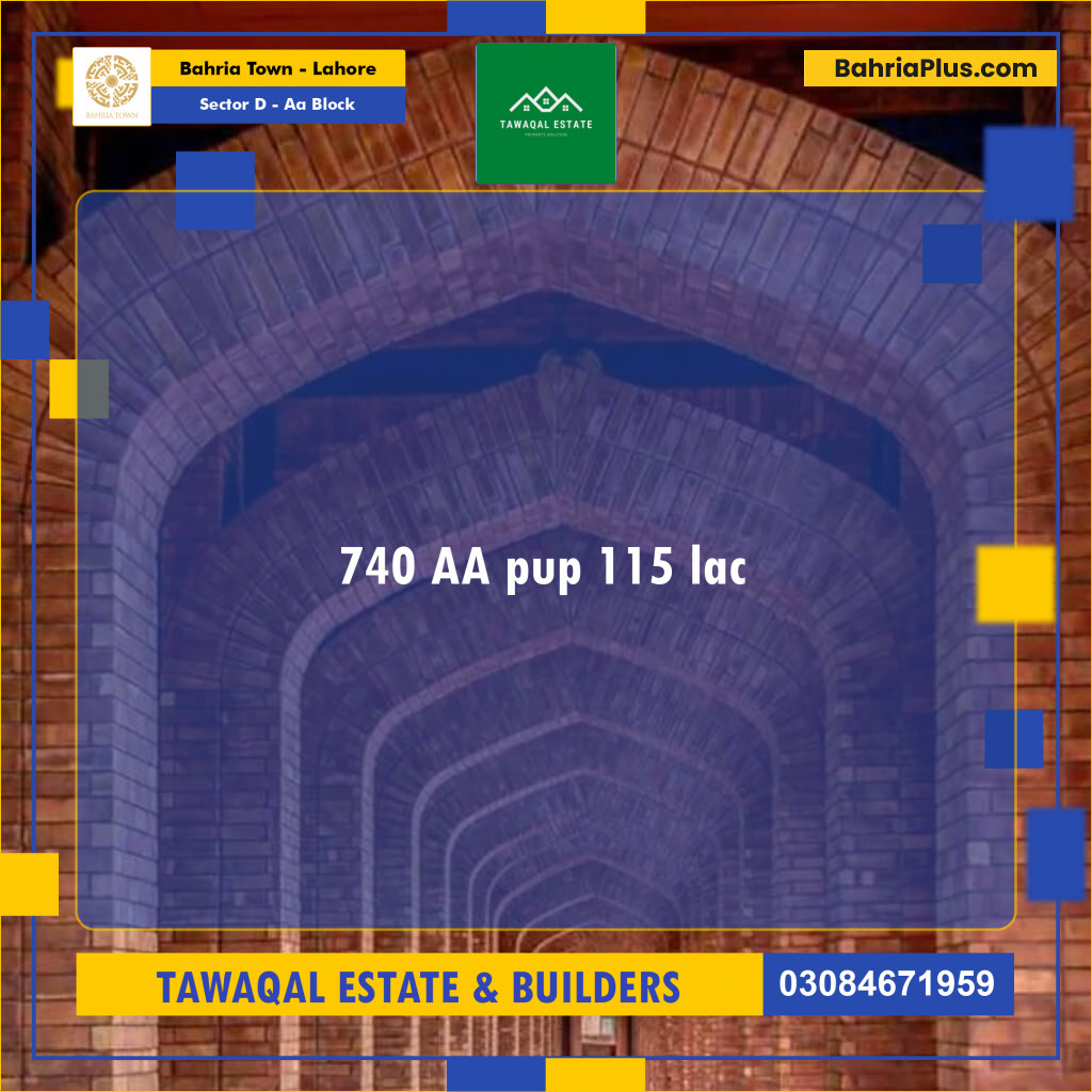 Residential Plot for Sale in Sector D - AA Block -  Bahria Town, Lahore - (BP-161913)