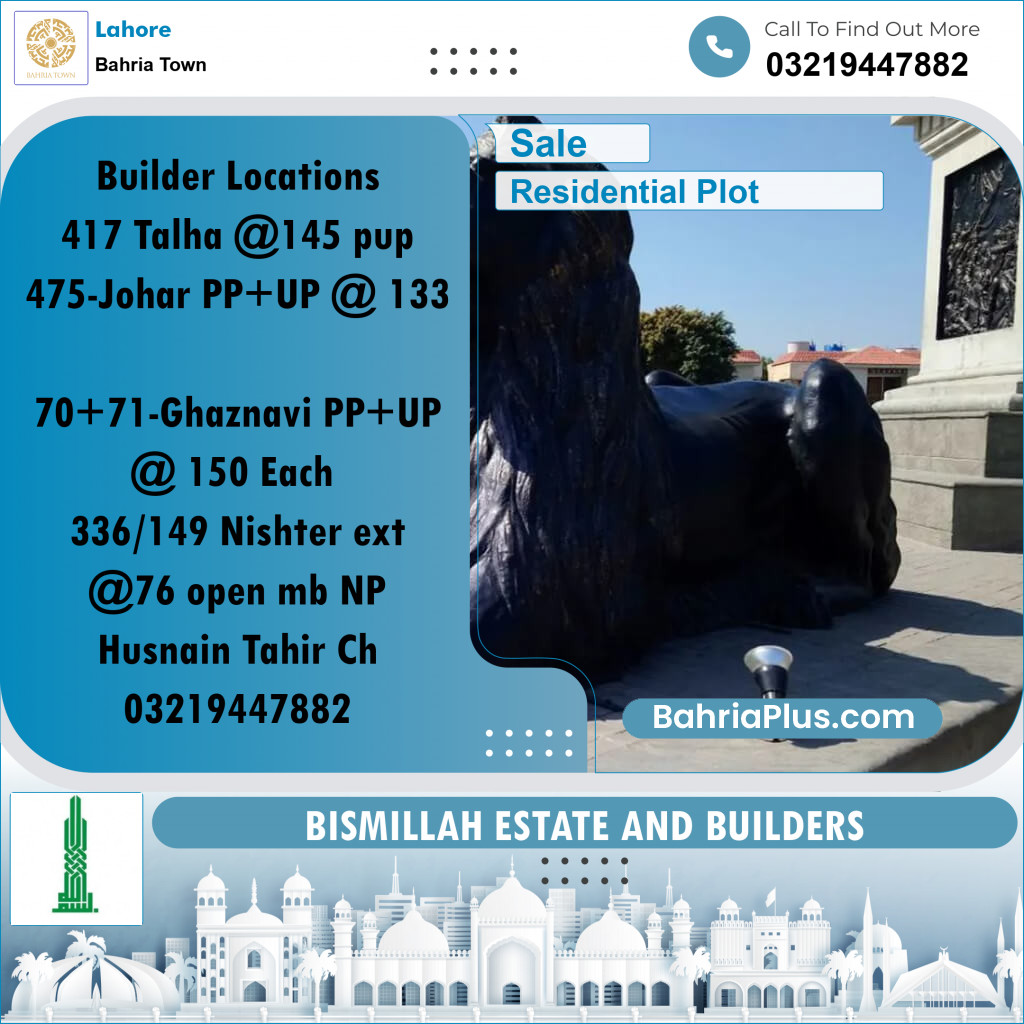 Residential Plot for Sale in Sector F - Talha Block -  Bahria Town, Lahore - (BP-161916)