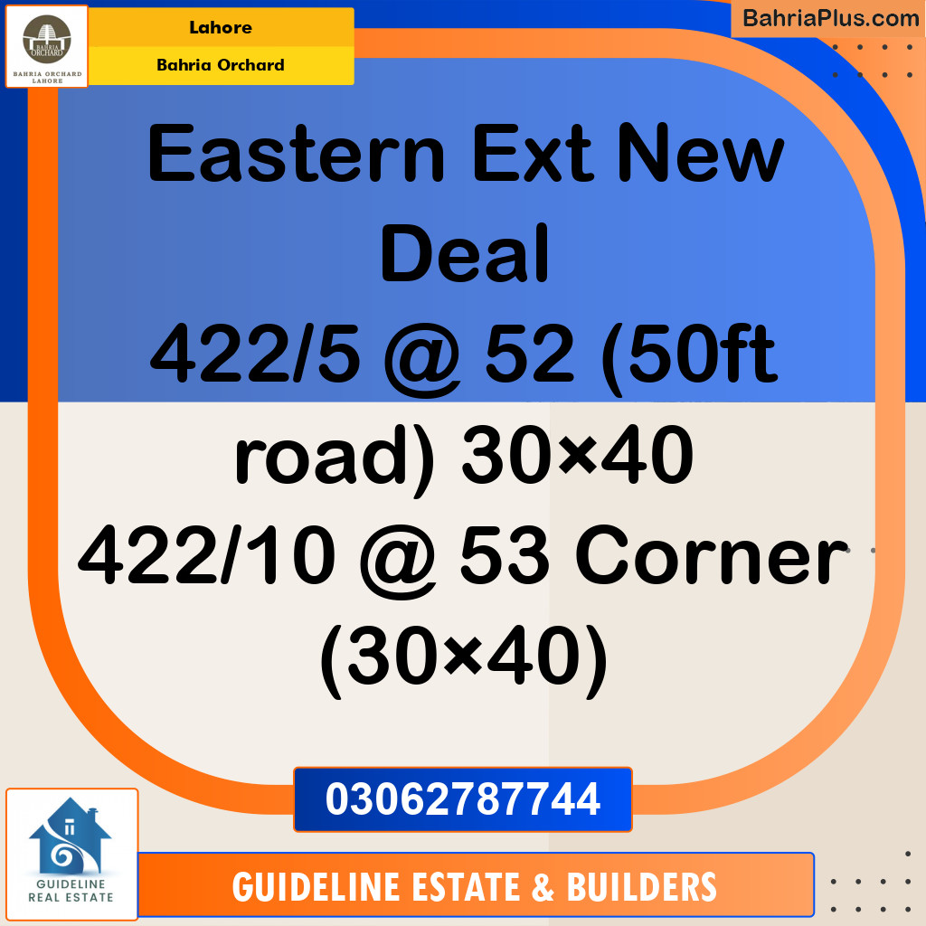 Residential Plot for Sale in Phase 1 - Eastern District Ext. II -  Bahria Orchard, Lahore - (BP-161927)