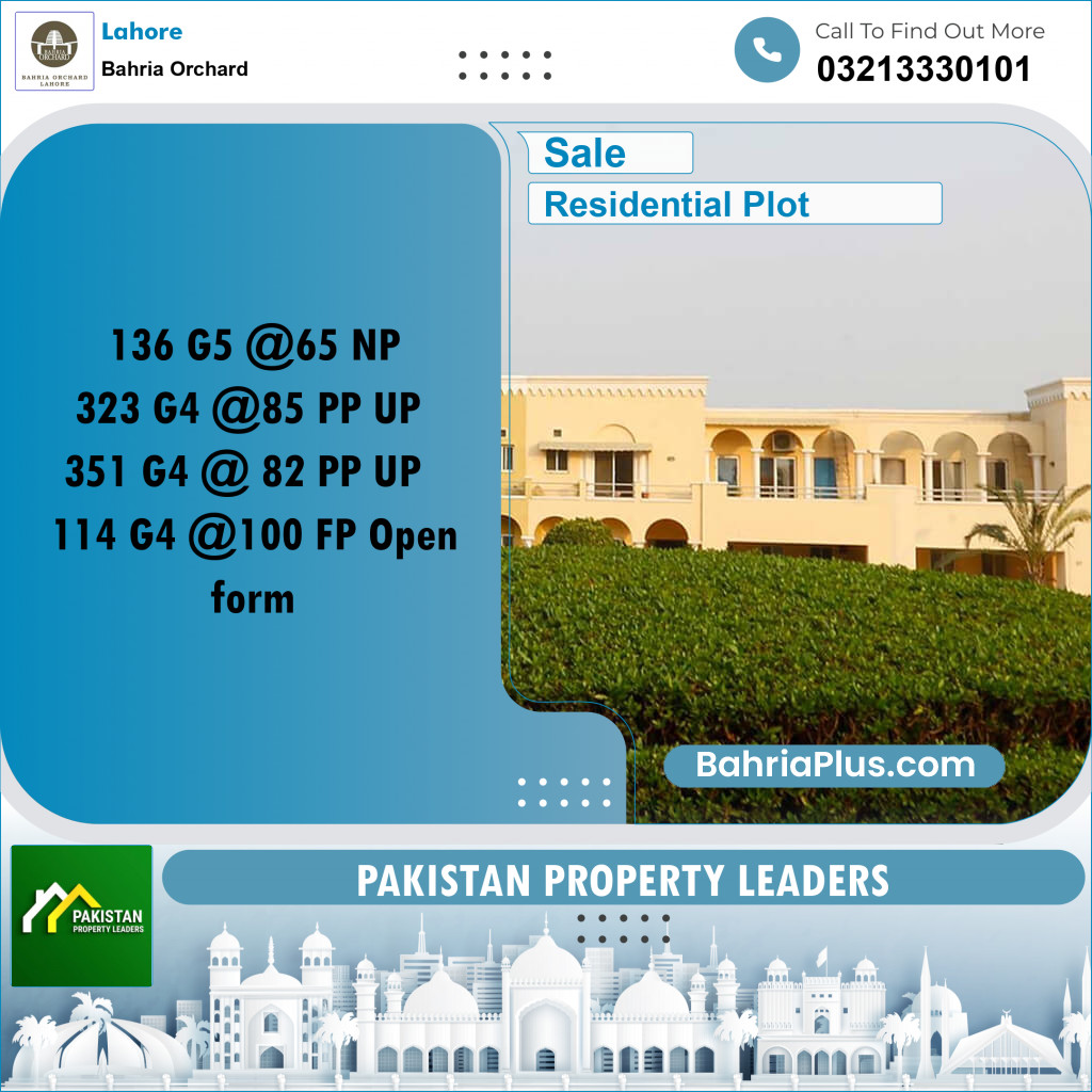 Residential Plot for Sale in Phase 4 - G5 Block -  Bahria Orchard, Lahore - (BP-162001)