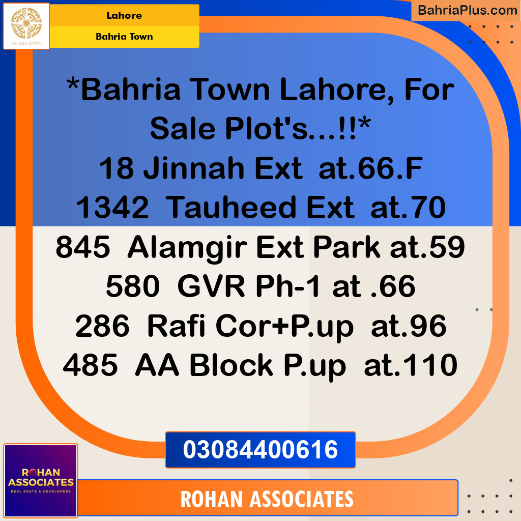 Residential Plot for Sale in Sector E - Jinnah Ext. Block -  Bahria Town, Lahore - (BP-162022)