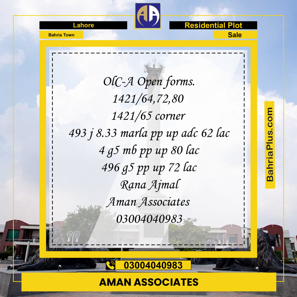 Residential Plot for Sale in OLC-A Block -  Bahria Orchard, Lahore - (BP-162034)