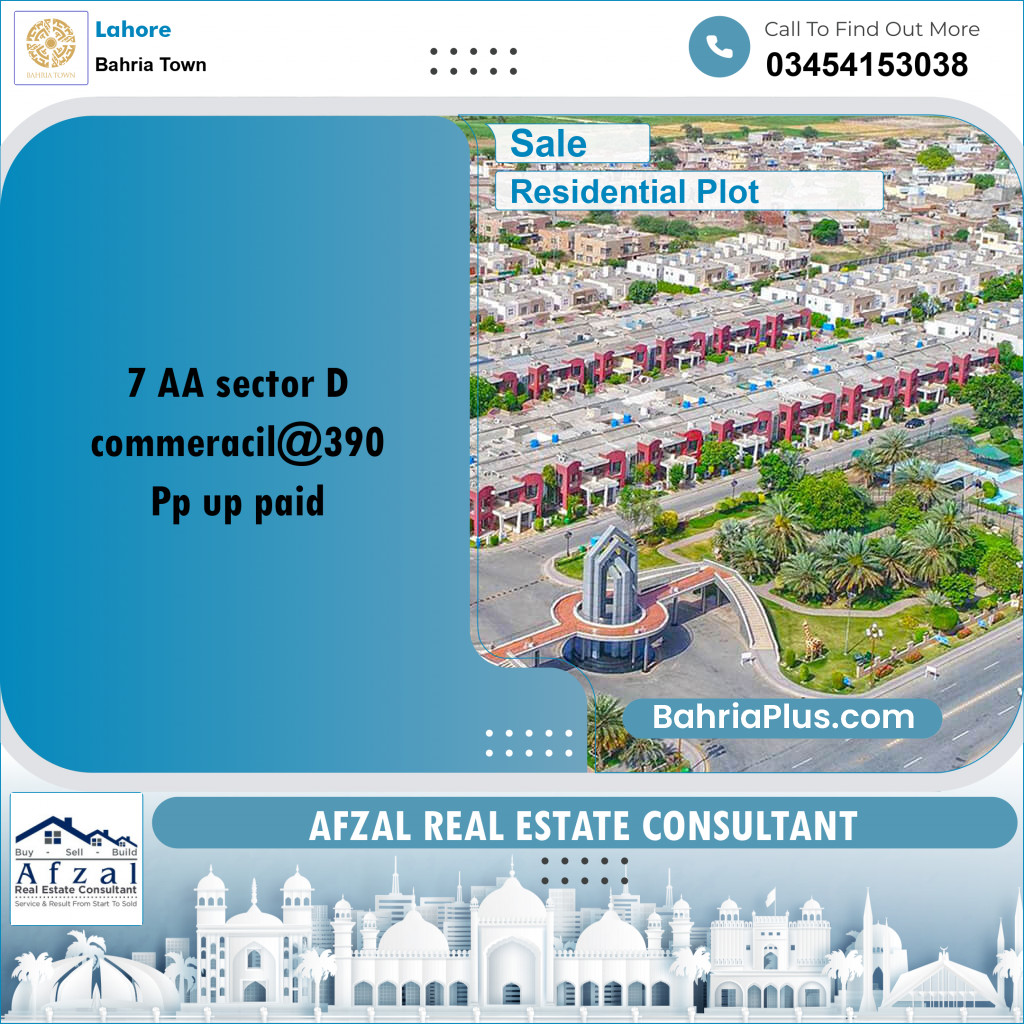 Commercial Plot for Sale in Sector D - AA Block -  Bahria Town, Lahore - (BP-162038)