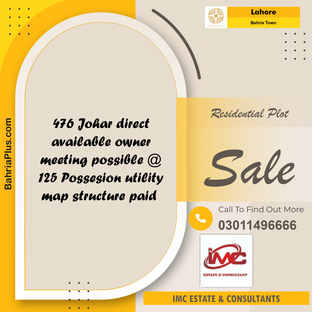 Residential Plot for Sale in Sector E - Johar Block -  Bahria Town, Lahore - (BP-162044)