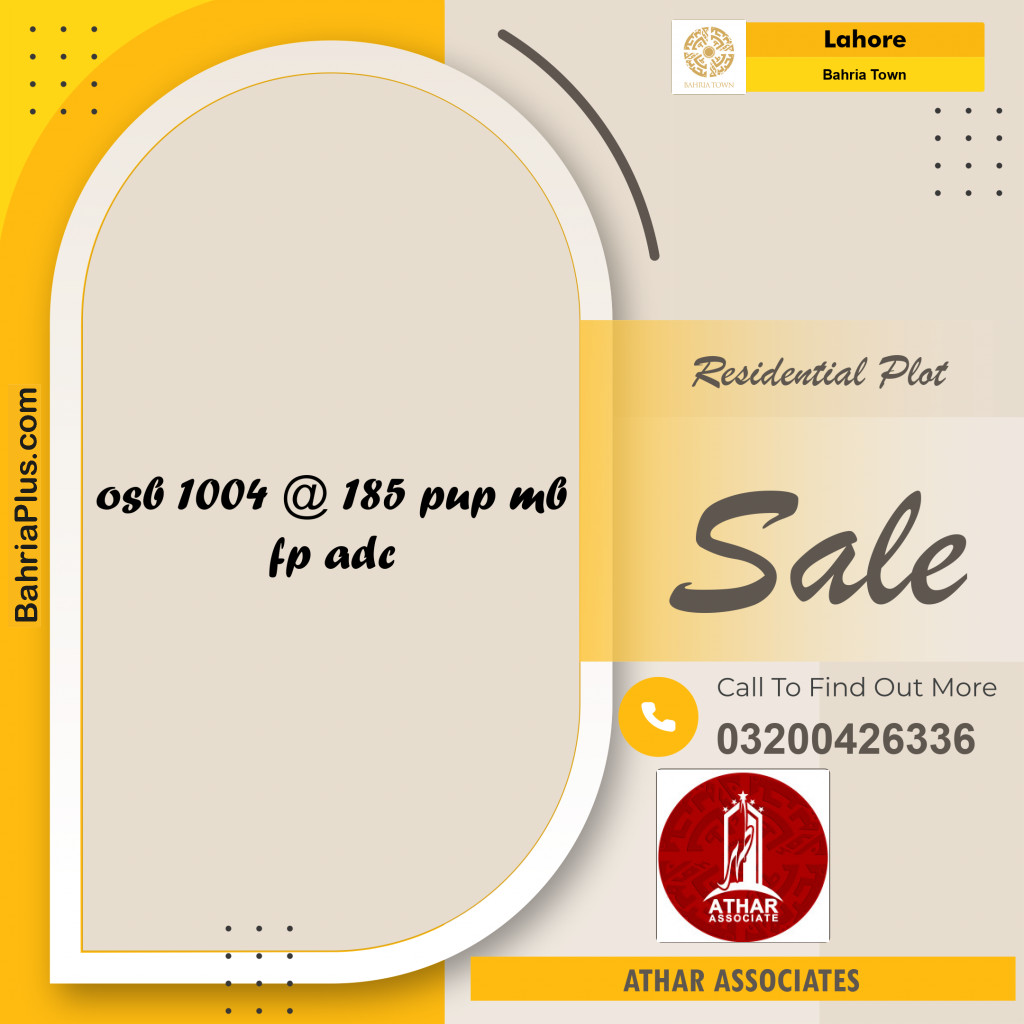Residential Plot for Sale in Overseas B -  Bahria Town, Lahore - (BP-162061)