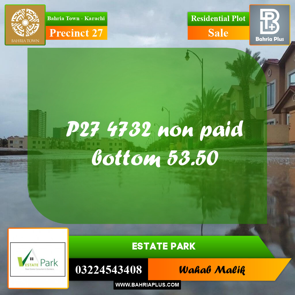 Residential Plot for Sale in Precinct 27 -  Bahria Town, Karachi - (BP-162079)