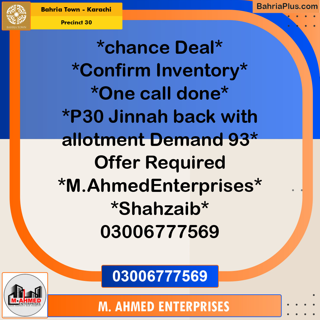 250 Sq. Yards Residential Plot for Sale in Precinct 30 -  Bahria Town, Karachi - (BP-162111)