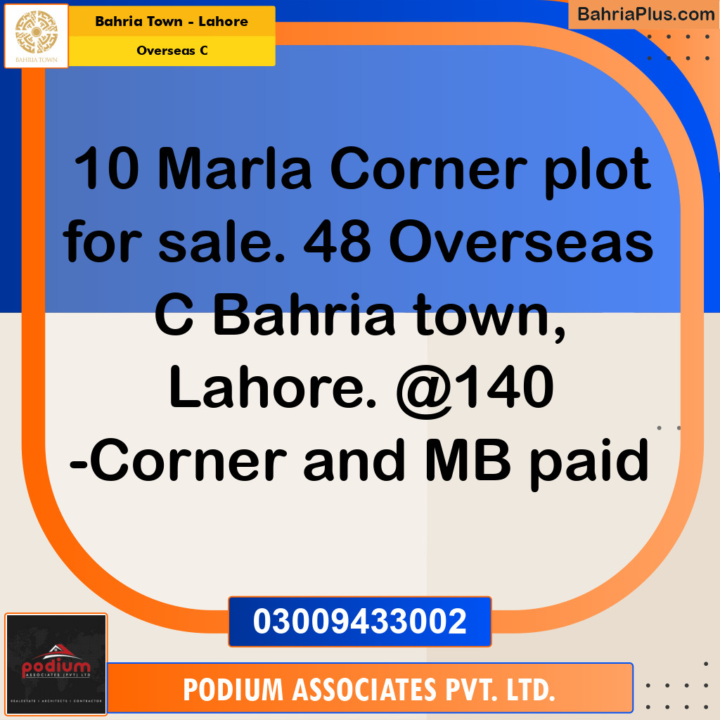 Residential Plot for Sale in Overseas C -  Bahria Town, Lahore - (BP-162138)