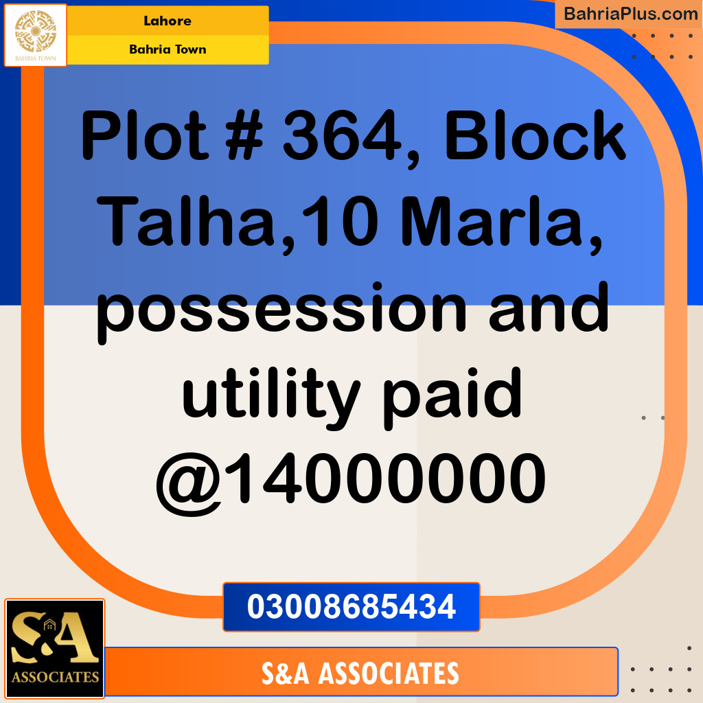 Residential Plot for Sale in Sector F - Talha Block -  Bahria Town, Lahore - (BP-162159)