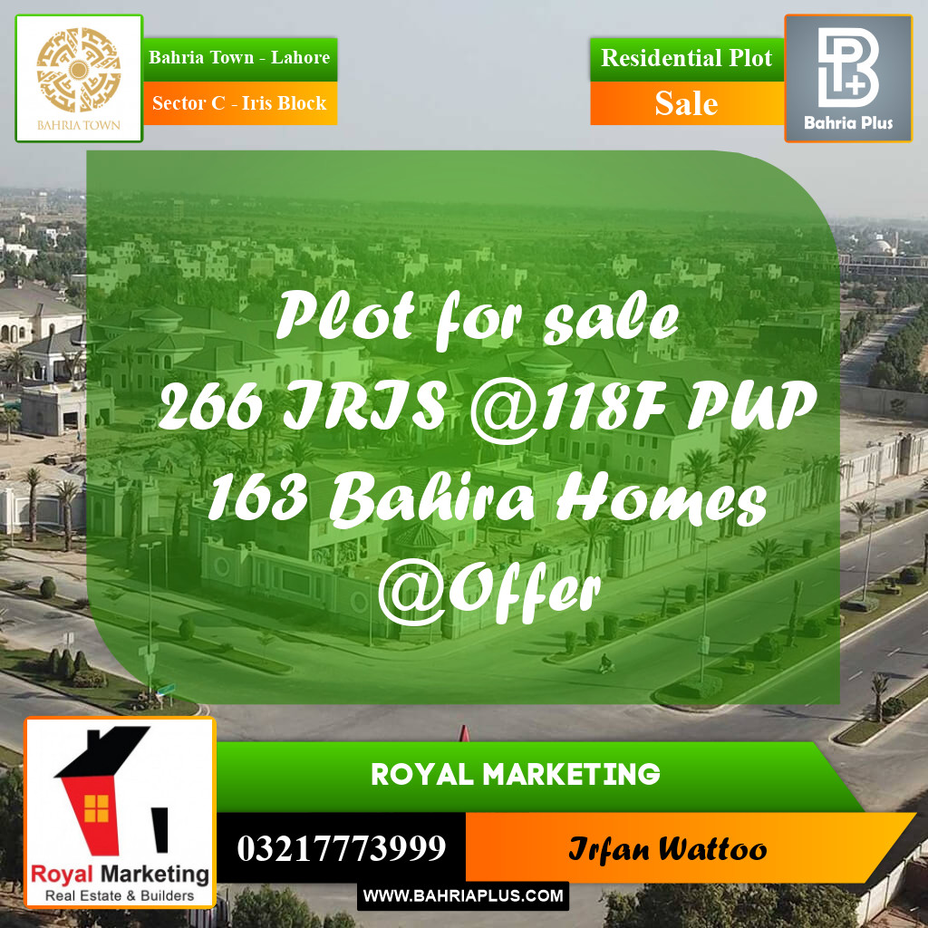 Residential Plot for Sale in Sector C - Iris Block -  Bahria Town, Lahore - (BP-162179)