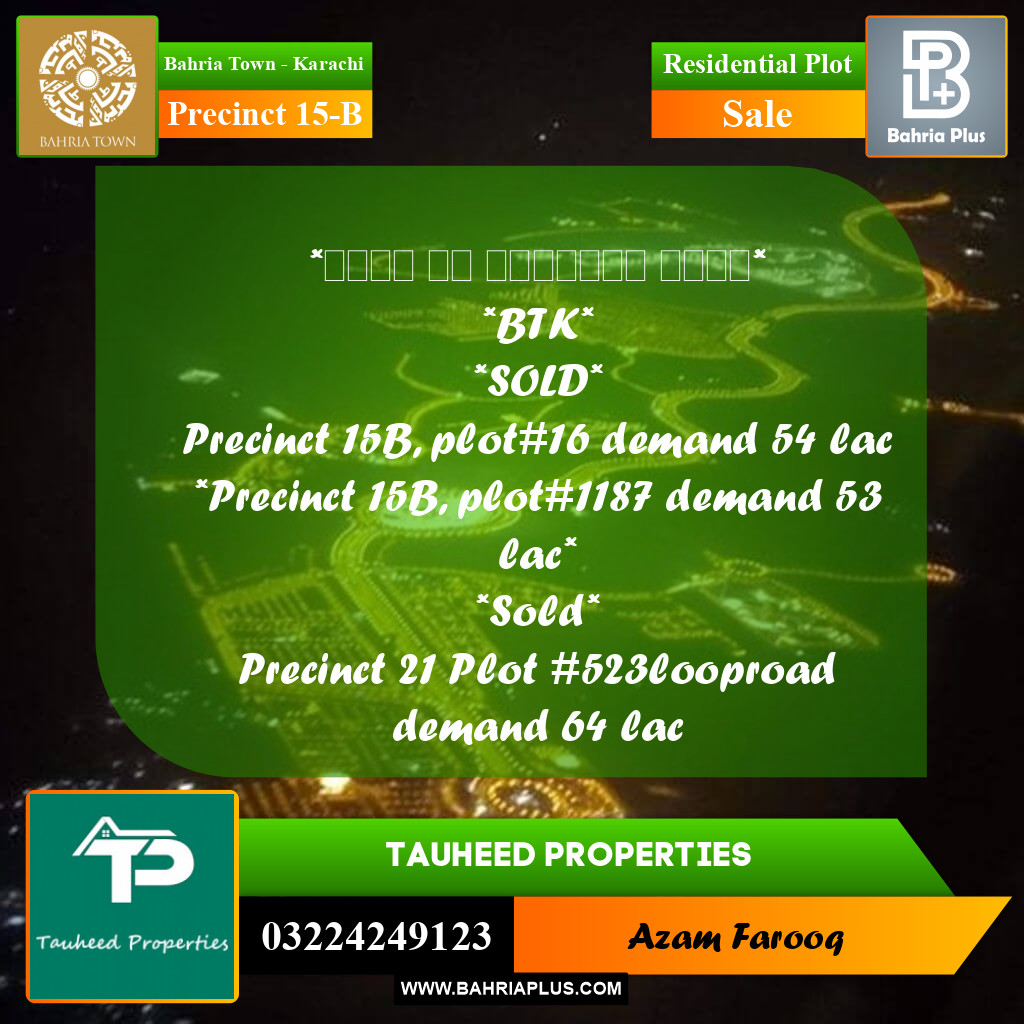 125 Sq. Yards Residential Plot for Sale in Precinct 15-B -  Bahria Town, Karachi - (BP-162191)
