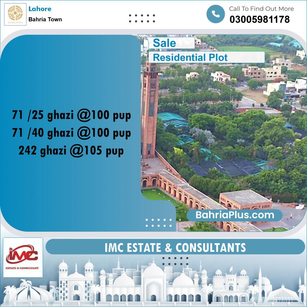 Residential Plot for Sale in Sector F - Ghazi Block -  Bahria Town, Lahore - (BP-162203)