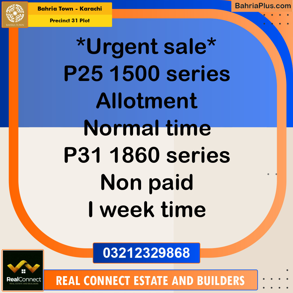 Residential Plot for Sale in Precinct 31 Plot -  Bahria Town, Karachi - (BP-162226)