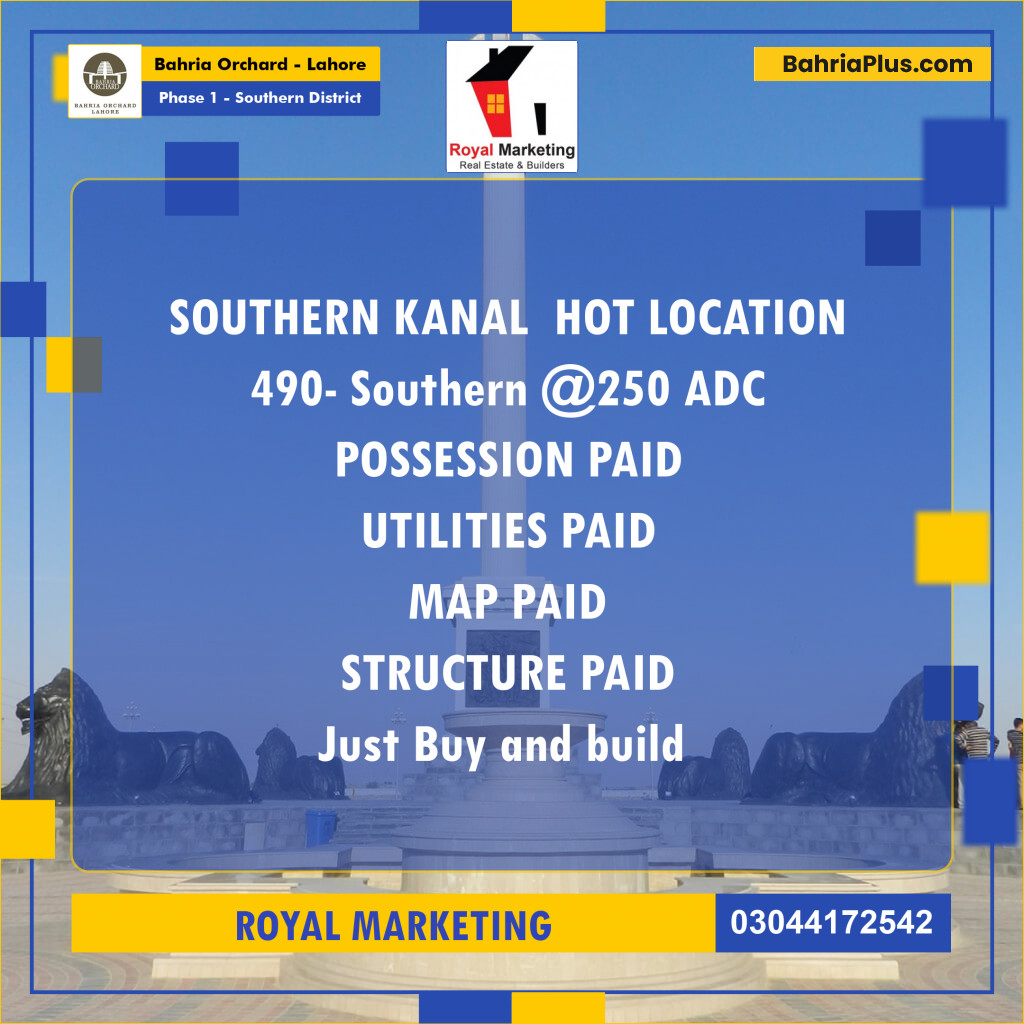 Residential Plot for Sale in Phase 1 - Southern District -  Bahria Orchard, Lahore - (BP-162236)