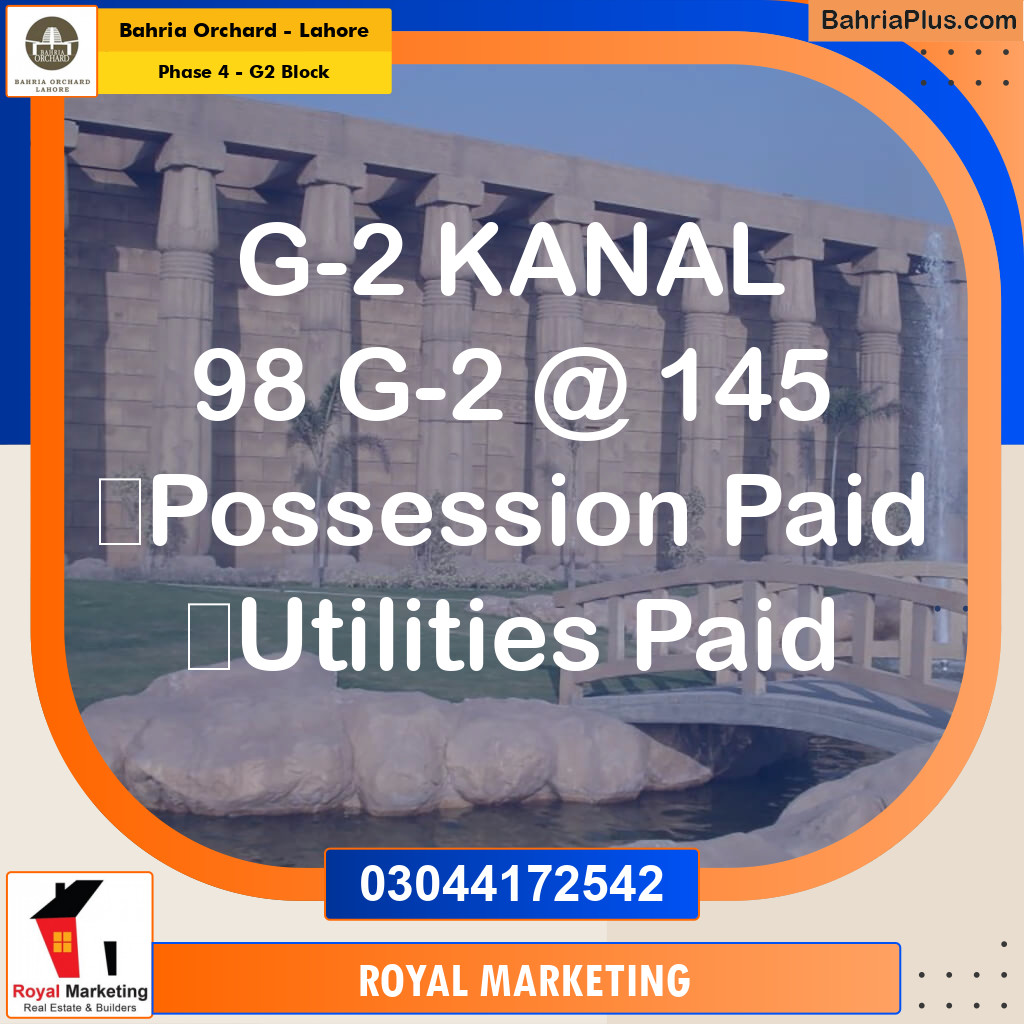 Residential Plot for Sale in Phase 4 - G2 Block -  Bahria Orchard, Lahore - (BP-162244)