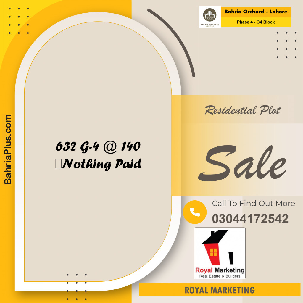 Residential Plot for Sale in Phase 4 - G4 Block -  Bahria Orchard, Lahore - (BP-162245)