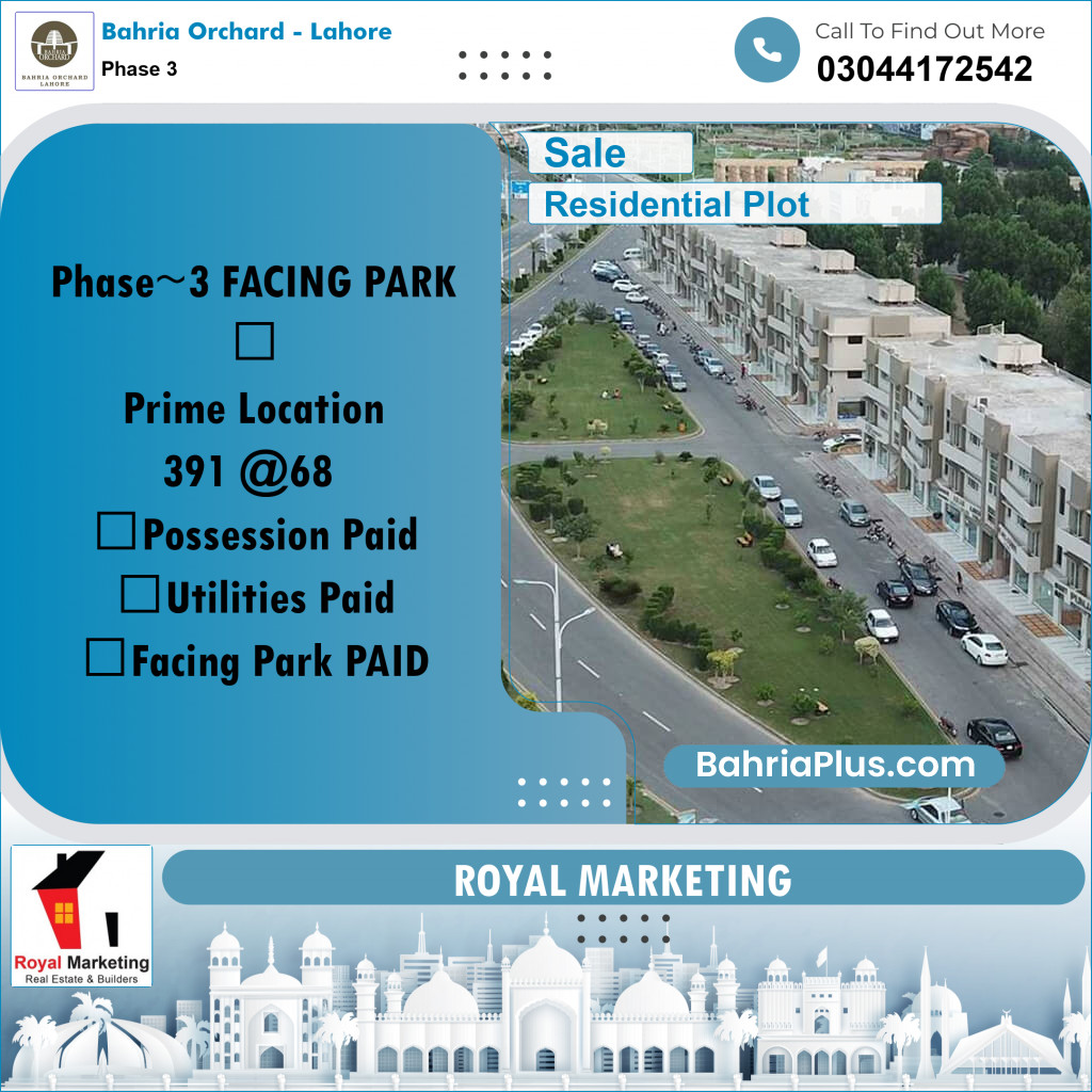 Residential Plot for Sale in Phase 3 -  Bahria Orchard, Lahore - (BP-162253)