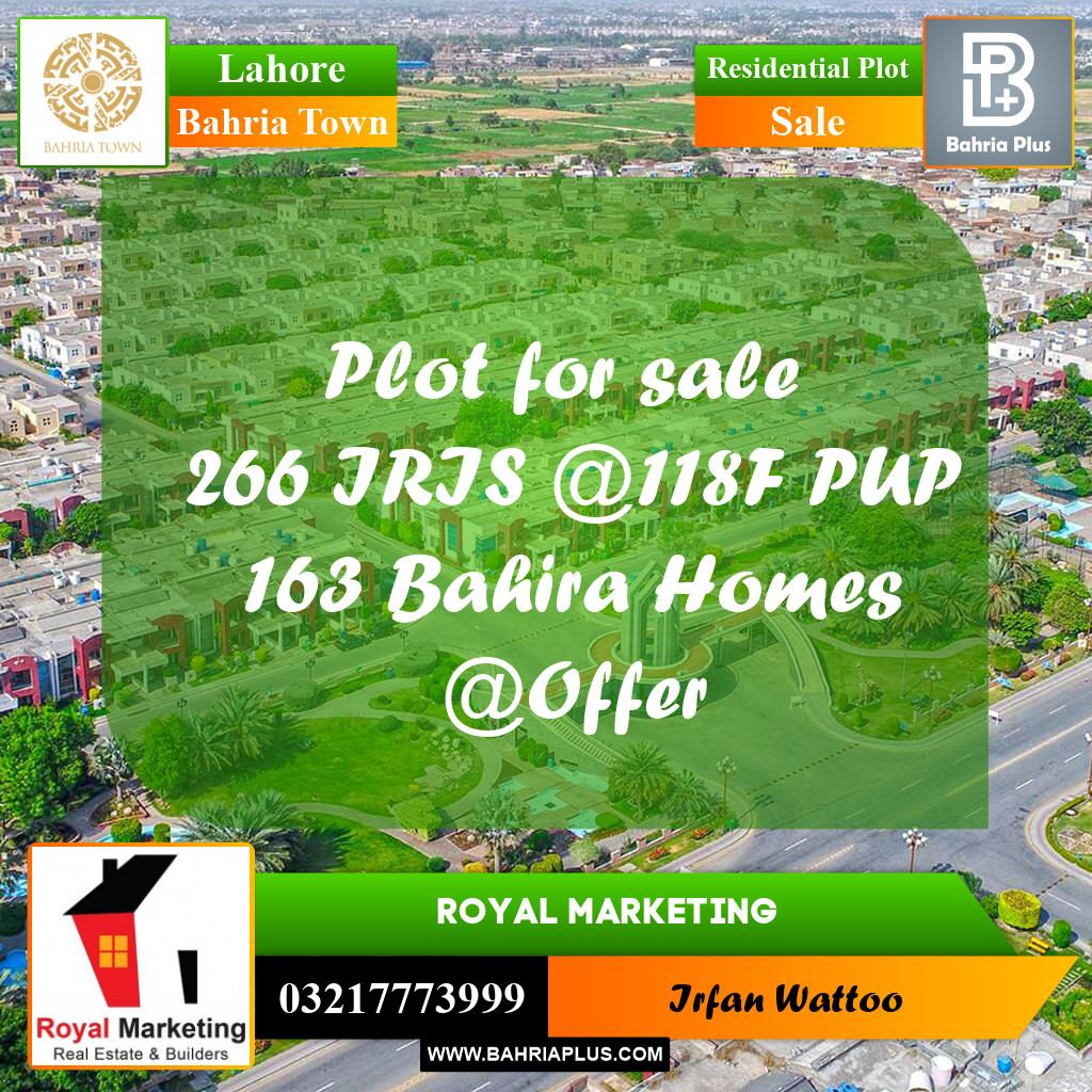 Residential Plot for Sale in Sector C - Iris Block -  Bahria Town, Lahore - (BP-162263)