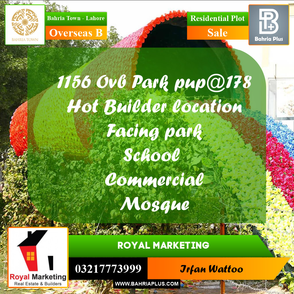 Residential Plot for Sale in Overseas B -  Bahria Town, Lahore - (BP-162264)