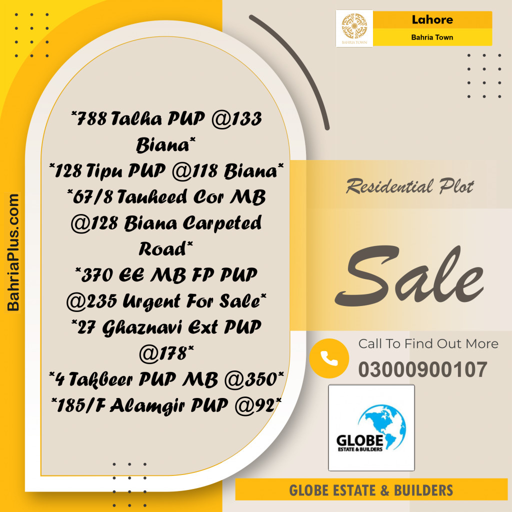 Residential Plot for Sale in Sector F - Talha Block -  Bahria Town, Lahore - (BP-162272)