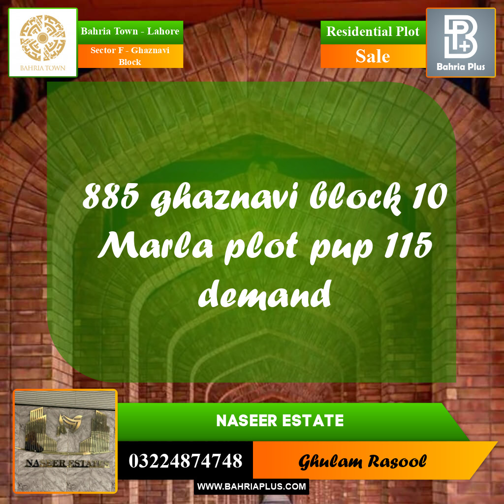 Residential Plot for Sale in Sector F - Ghaznavi Block -  Bahria Town, Lahore - (BP-162284)