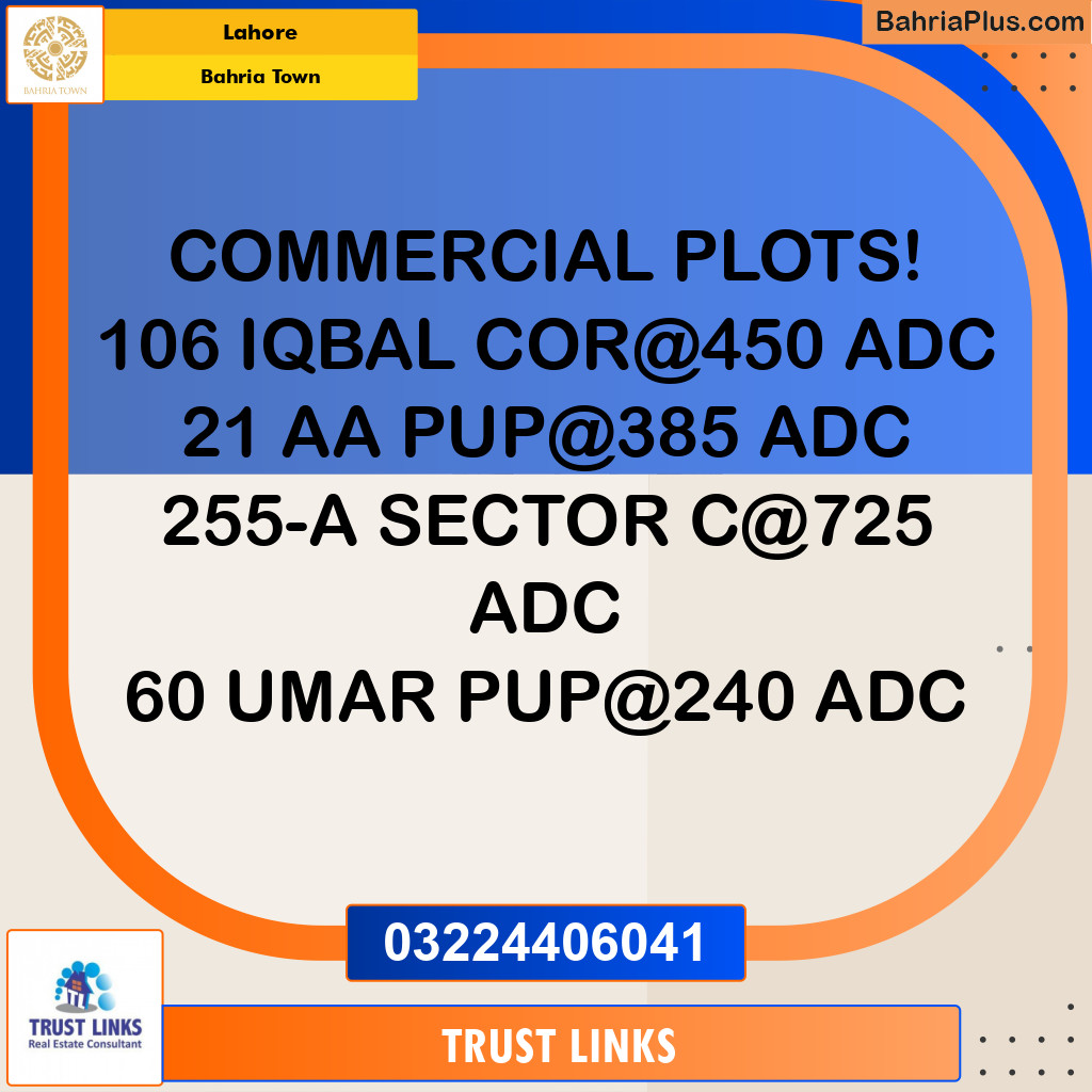 Commercial Plot for Sale in Sector E - Iqbal Commercial -  Bahria Town, Lahore - (BP-162289)