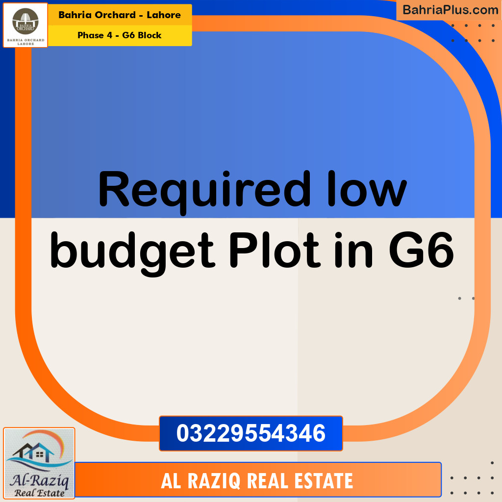 Residential Plot for Sale in Phase 4 - G6 Block -  Bahria Orchard, Lahore - (BP-162350)