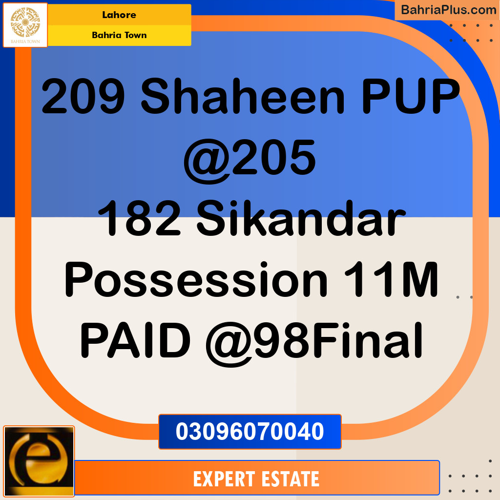 Residential Plot for Sale in Sector B - Shaheen Block -  Bahria Town, Lahore - (BP-162385)
