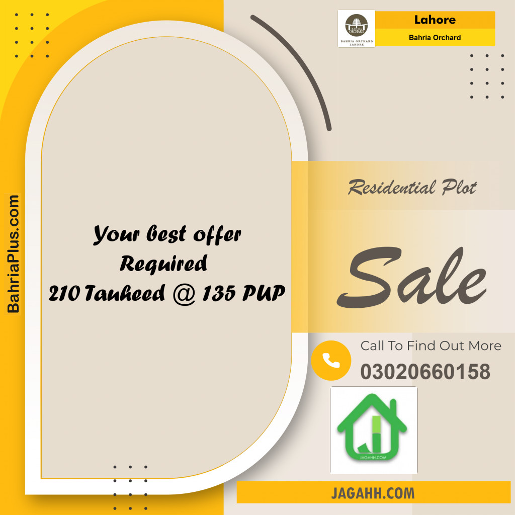 Residential Plot for Sale in Sector F - Tauheed Block -  Bahria Town, Lahore - (BP-162396)