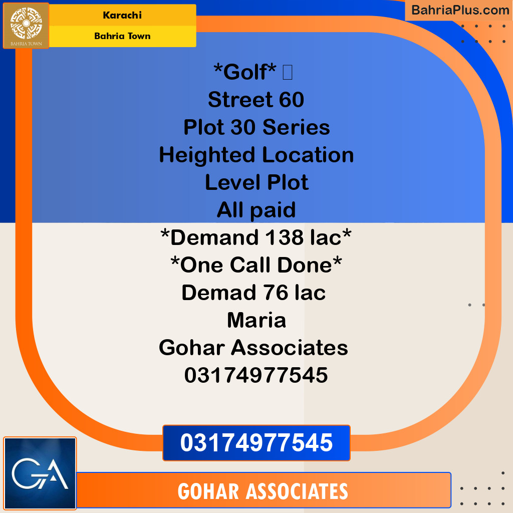 Residential Plot for Sale in Precinct 20 Golf -  Bahria Town, Karachi - (BP-162410)
