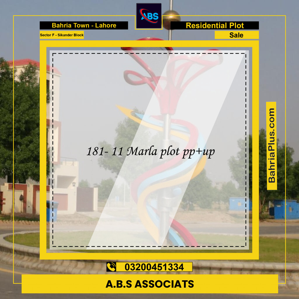 Residential Plot for Sale in Sector F - Sikander Block -  Bahria Town, Lahore - (BP-162416)