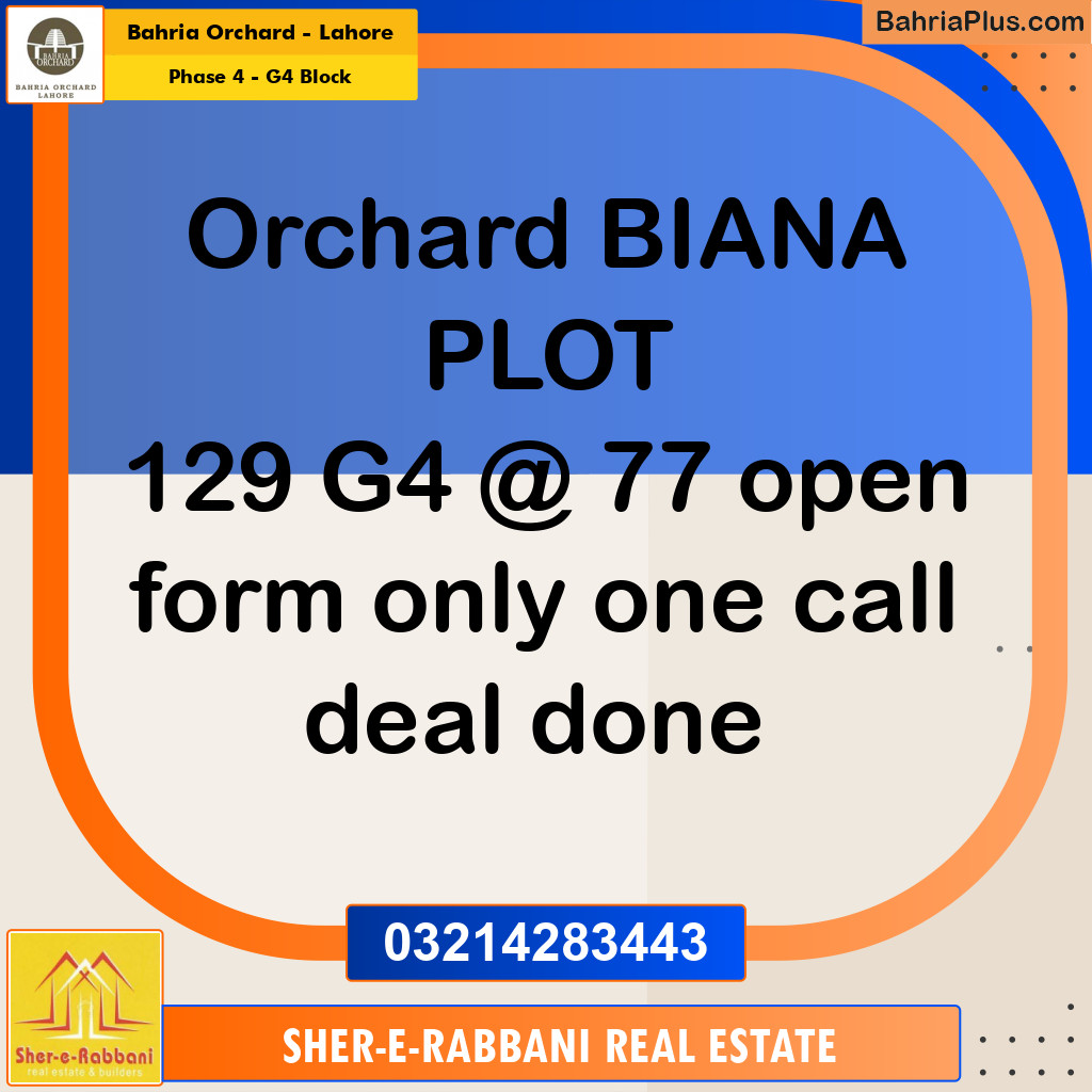 Residential Plot for Sale in Phase 4 - G4 Block -  Bahria Orchard, Lahore - (BP-162425)