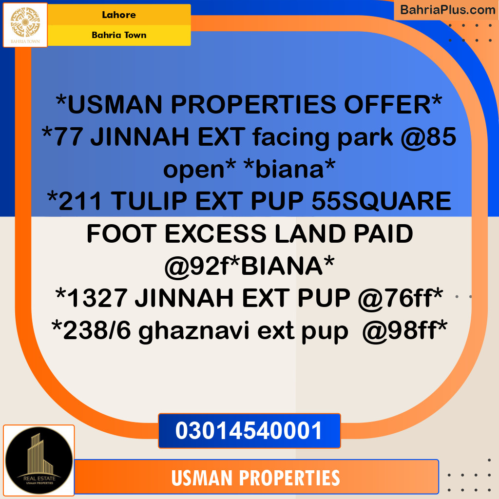 Residential Plot for Sale in Sector E - Jinnah Ext. Block -  Bahria Town, Lahore - (BP-162434)