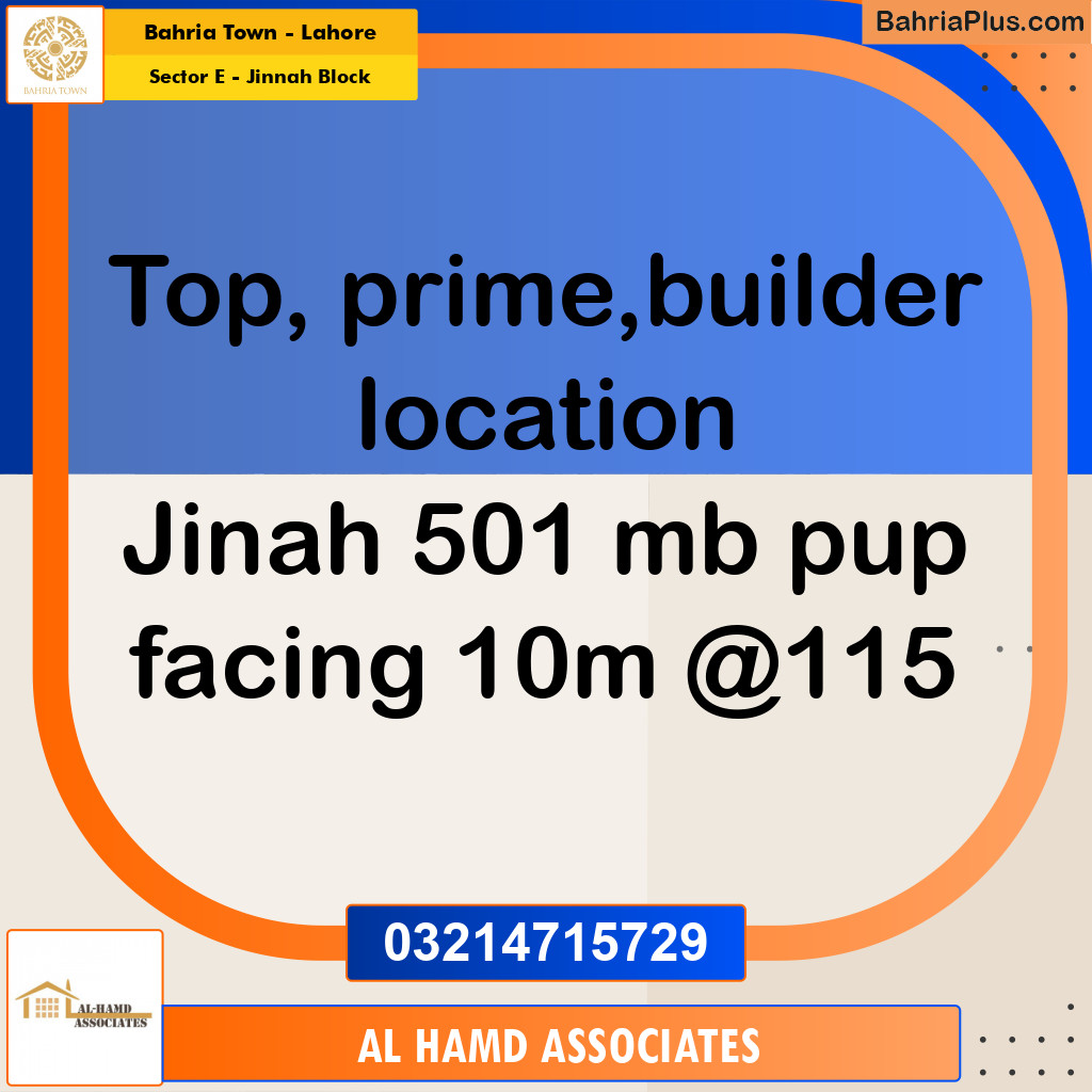 Residential Plot for Sale in Sector E - Jinnah Block -  Bahria Town, Lahore - (BP-162437)