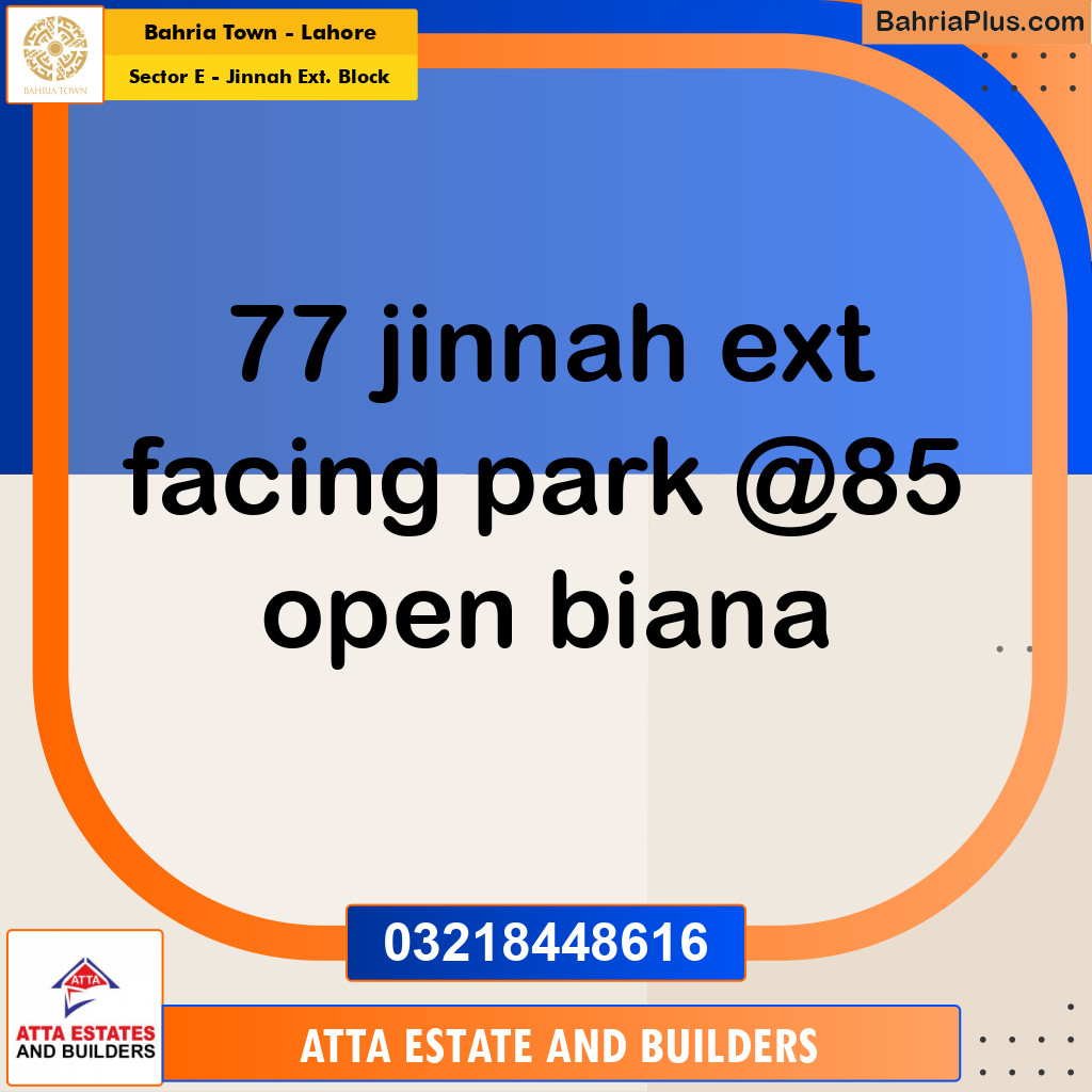 Residential Plot for Sale in Sector E - Jinnah Ext. Block -  Bahria Town, Lahore - (BP-162441)
