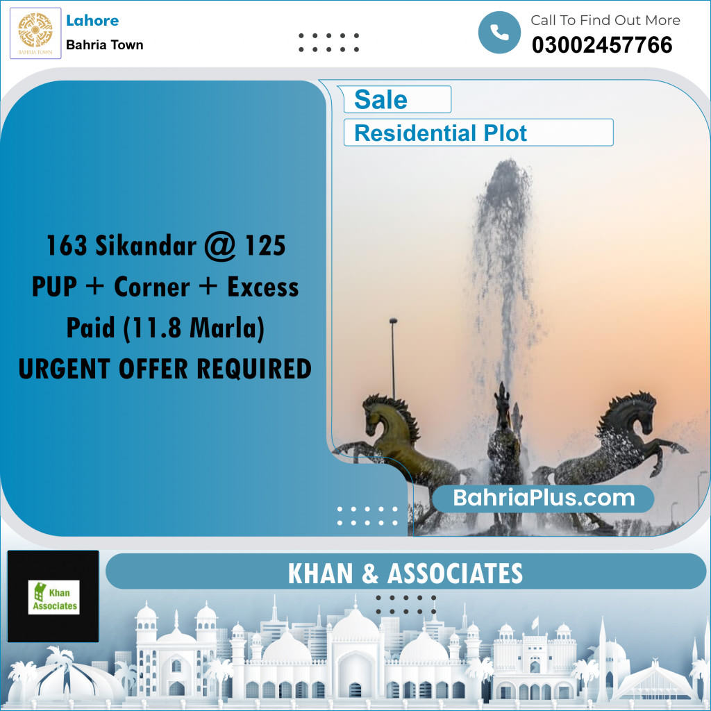 Residential Plot for Sale in Sector F - Sikander Block -  Bahria Town, Lahore - (BP-162459)