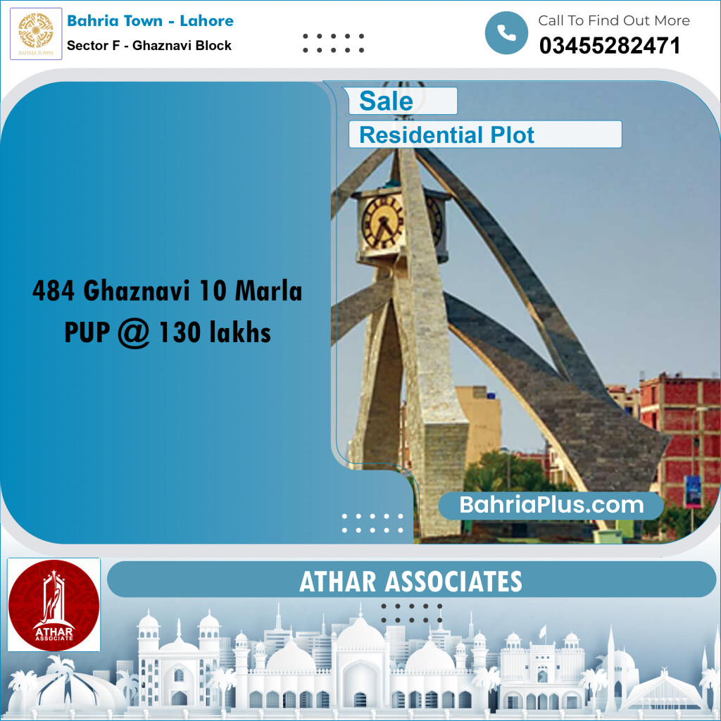 Residential Plot for Sale in Sector F - Ghaznavi Block -  Bahria Town, Lahore - (BP-162463)