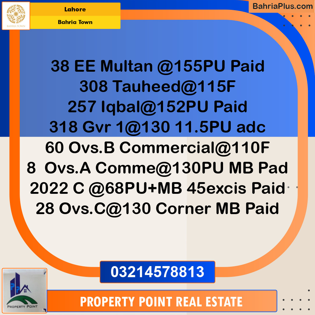 Residential Plot for Sale in Sector D - EE Multan Block -  Bahria Town, Lahore - (BP-162470)