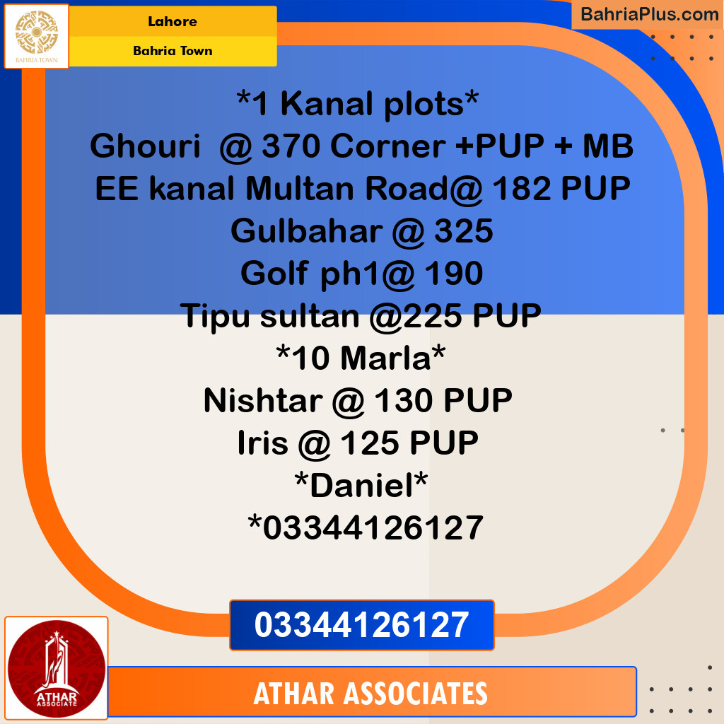 Residential Plot for Sale in Sector B - Ghouri Block -  Bahria Town, Lahore - (BP-162488)