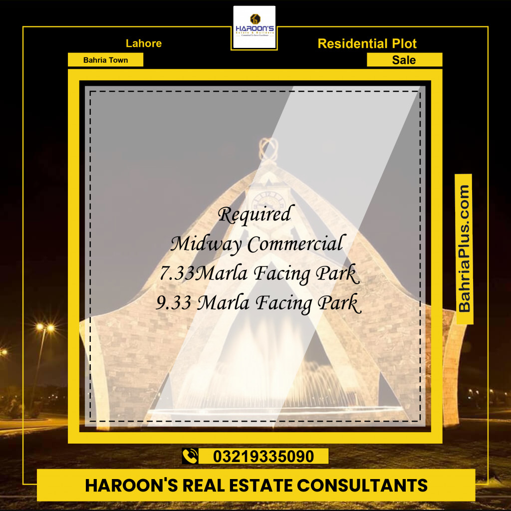 Commercial Plot for Sale in Midway Commercial -  Bahria Town, Lahore - (BP-162489)