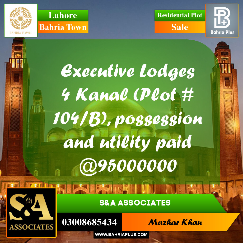 Residential Plot for Sale in Executive Lodges -  Bahria Town, Lahore - (BP-162494)