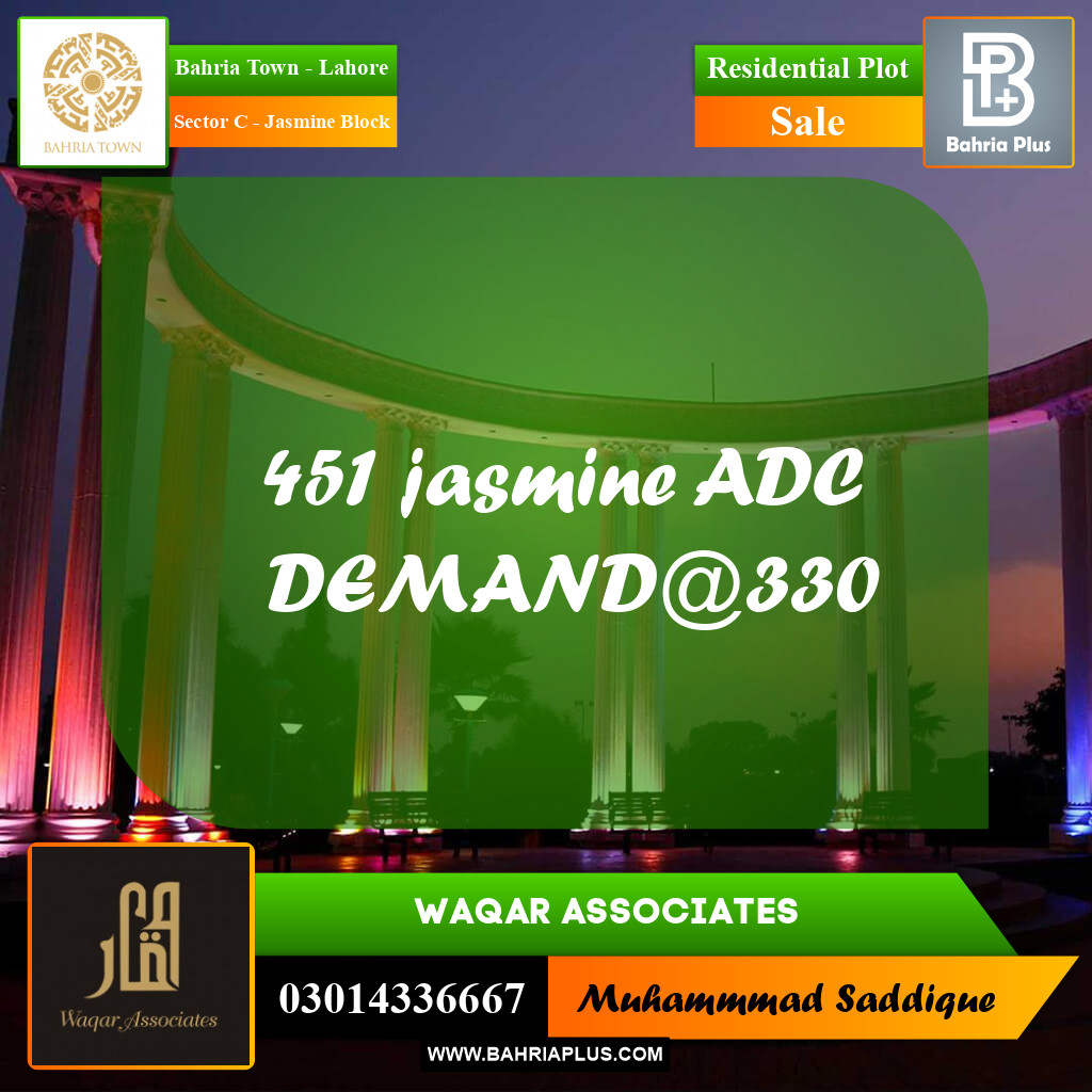 Residential Plot for Sale in Sector C - Jasmine Block -  Bahria Town, Lahore - (BP-162522)